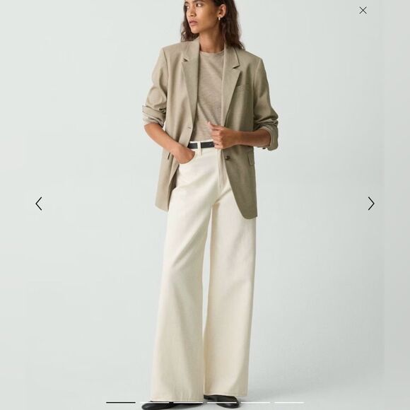 #529 THEORY Cream Wide Leg Trousers - Picture 1 of 9